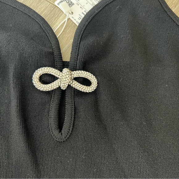 NWT Mango Black Dress Sparkle Bow Small - Picture 6 of 8